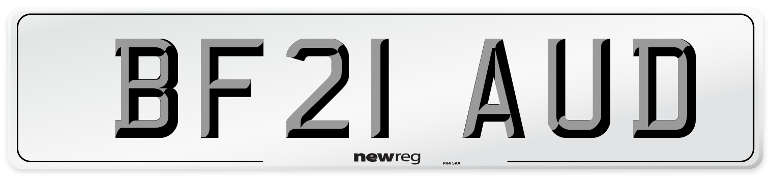 BF21 AUD Number Plate from New Reg